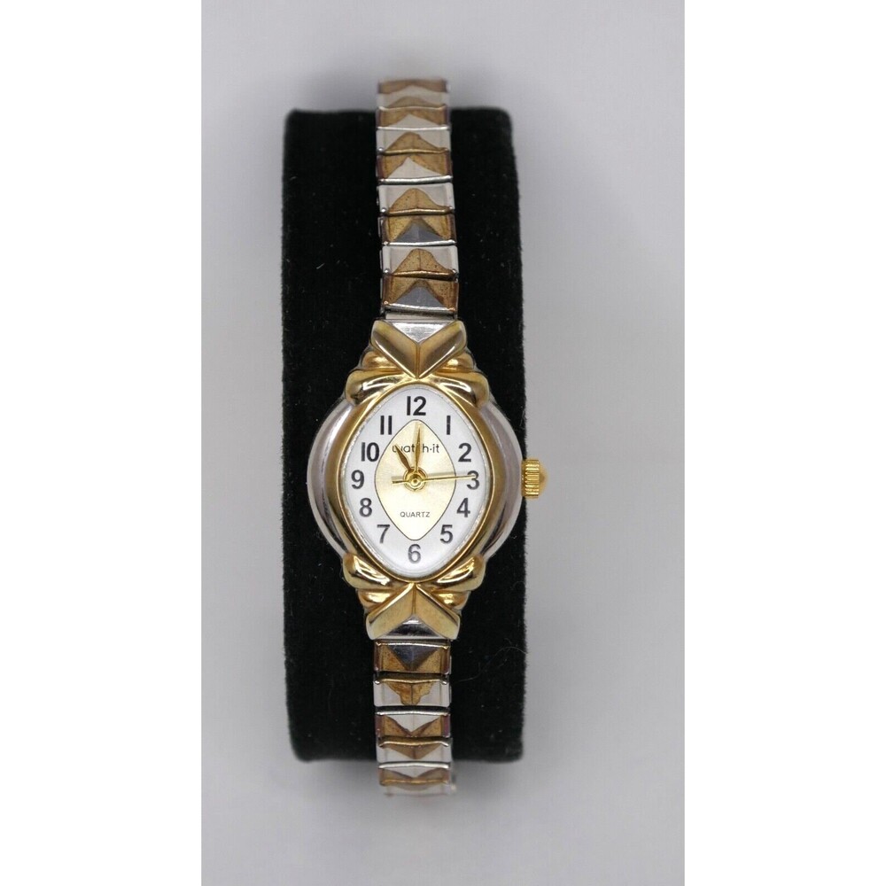Watch-It Gold/Silver Tone Stretch Band Women's Quartz Watch UNTESTED